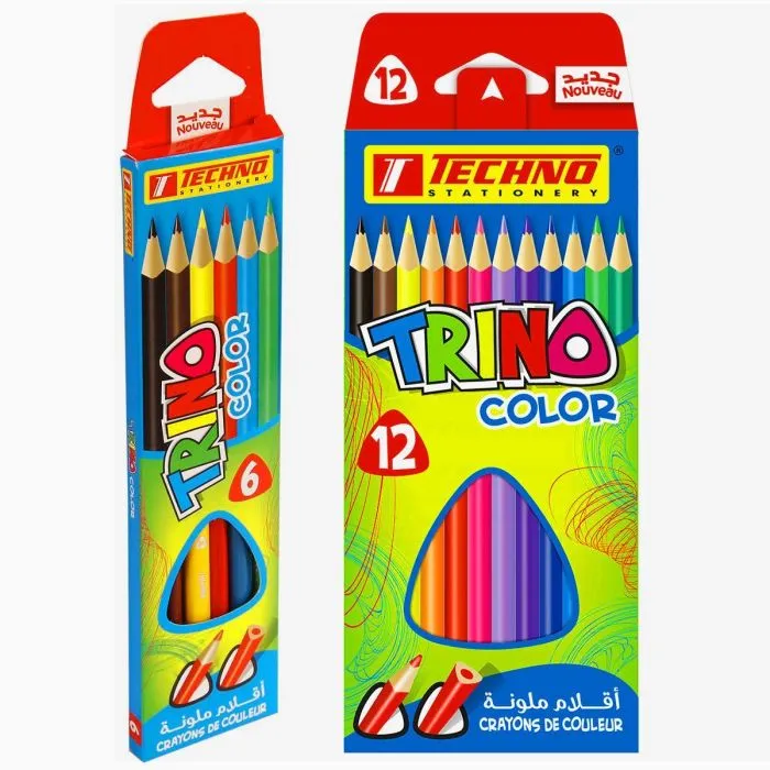 [4372] CRAYONS DE COULEURS TRINO LONG De 12 Couleurs Techno